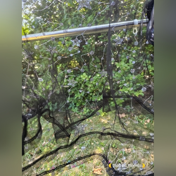 SHEIN Plus Size 0XL -12, Tie Neck Sequin Galaxy Sheer Mesh Top - Picture 7 of 9